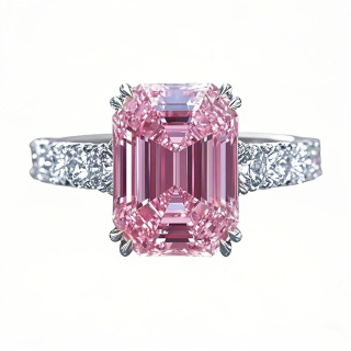 10K White Gold 3 CT.T.W. Emerald Cut Moissanite Engagement Band-7