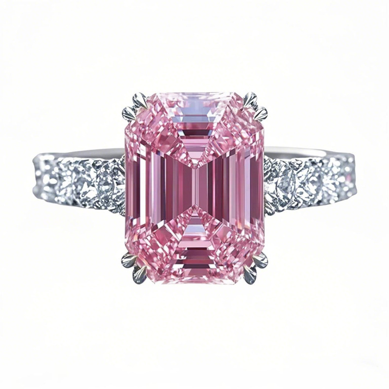 10K White Gold 3 CT.T.W. Emerald Cut Moissanite Engagement Band-4