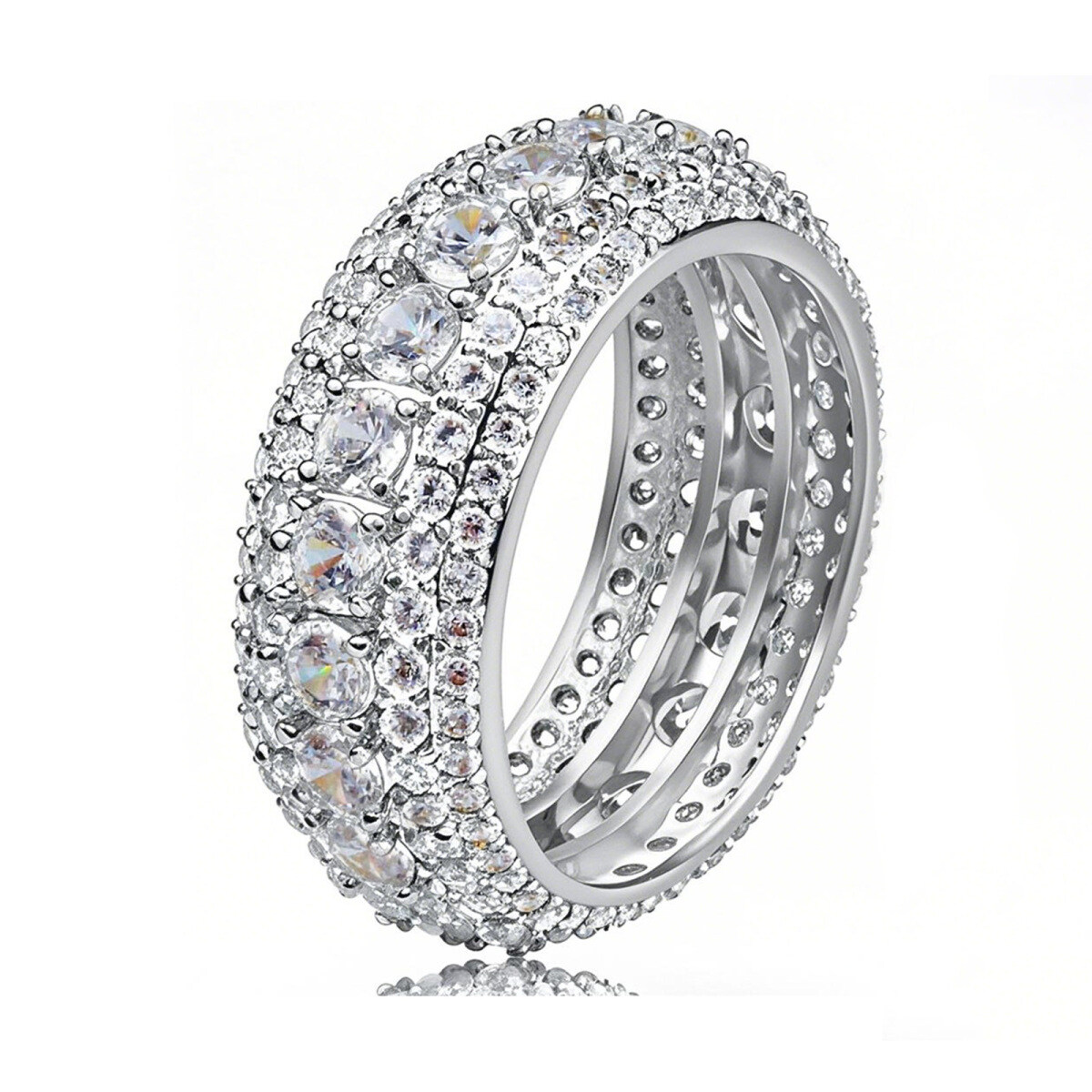 10K White Gold 7 CT.T.W. Lab Created Diamond Statement Bling Pinky Wedding Band for Men D Color VVS-VS Clarity 3EX-1