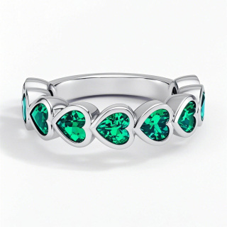 10K White Gold 1 CT.T.W. Lab Emerald Custom & Heart Engagement Ring-17