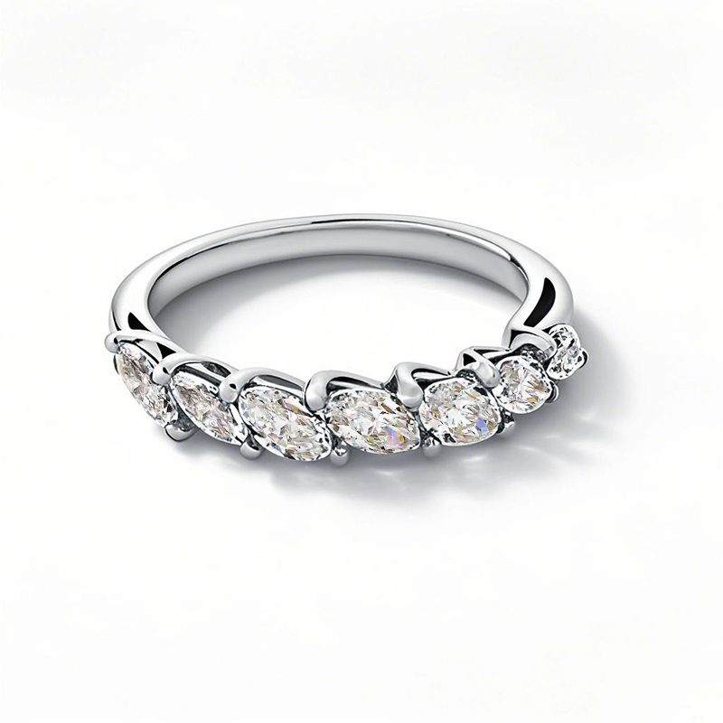 10K White Gold 1 CT.T.W. Marquise Cut Lab Created Diamond Stackable Band D VVS 3EX-1