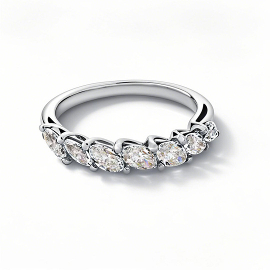 Platinum 1 CT.T.W. Marquise Cut Lab Created Diamond Stackable Band D VVS 3EX