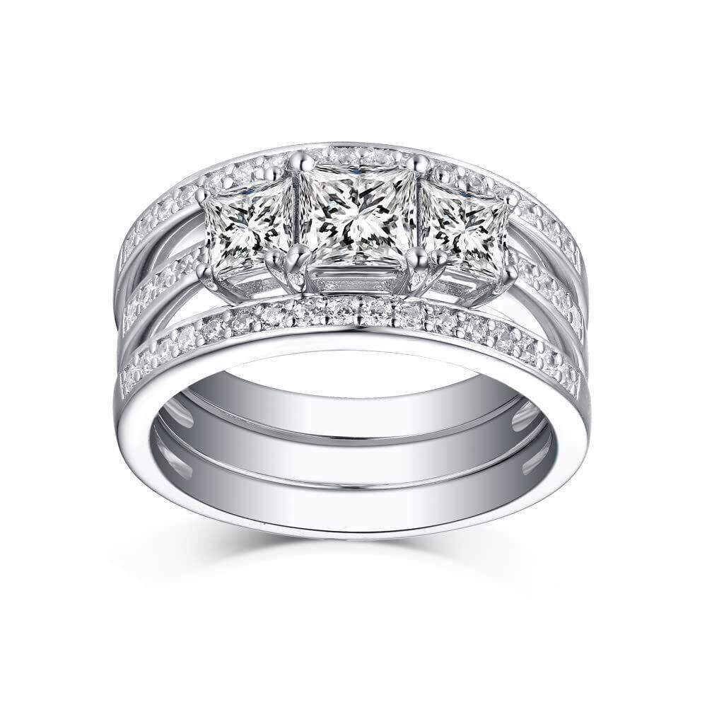 Platinum 1 CT Princess Cut Moissanite Bridal Set-1