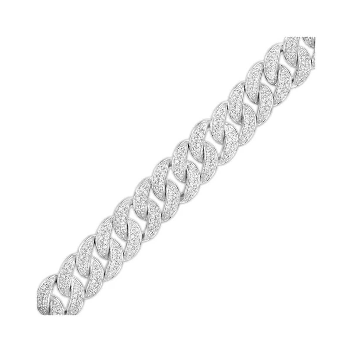 18K White Gold 2 CT.T.W. Round Cut Lab Created Diamond Cuban Curb Chain for Men-1