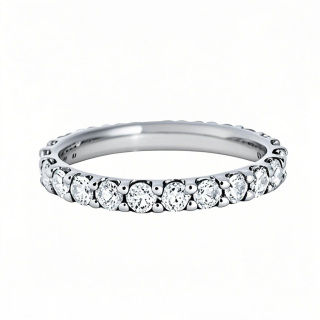 10K White Gold 1 CT.T.W. Round Cut Lab Created Diamond Wedding Band D Color VVS1 Clarity 3EX-9