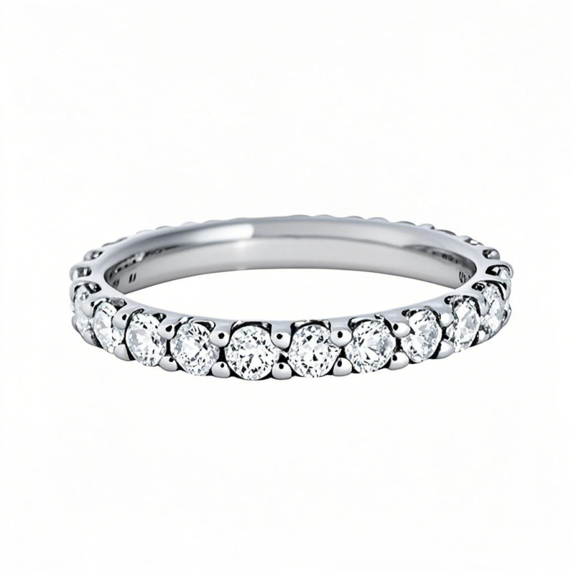 10K White Gold 1 CT.T.W. Round Cut Lab Created Diamond Wedding Band D Color VVS1 Clarity 3EX-9