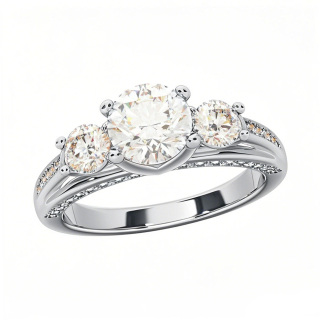 10K White Gold 2 CT. T.W. Round Lab Created Diamond Custom Engagement Ring D Color VVS1-VS1 Clarity 3EX IGI Certified-10