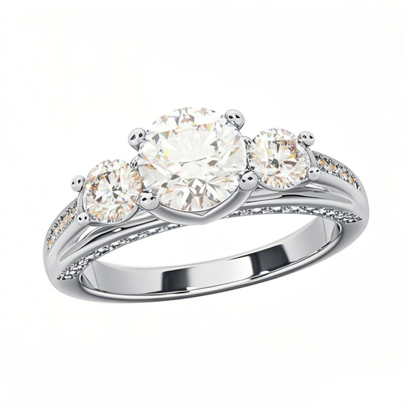 10K White Gold 2 CT. T.W. Round Lab Created Diamond Custom Engagement Ring D Color VVS1-VS1 Clarity 3EX IGI Certified-1