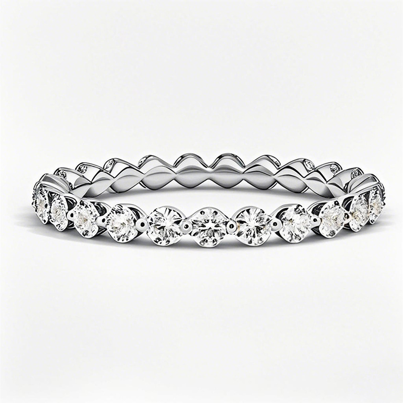 10K White Gold 1 CT.T.W. Round Lab Created Diamond Wedding Ring D Color VVS1-VS1 Clarity 3EX-1