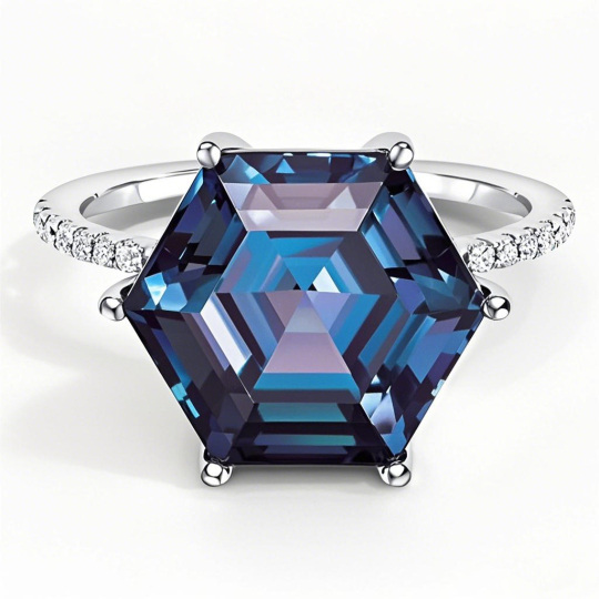 Platinum Custom Alexandrite Engagement Ring Gemstone Anniversary Rings