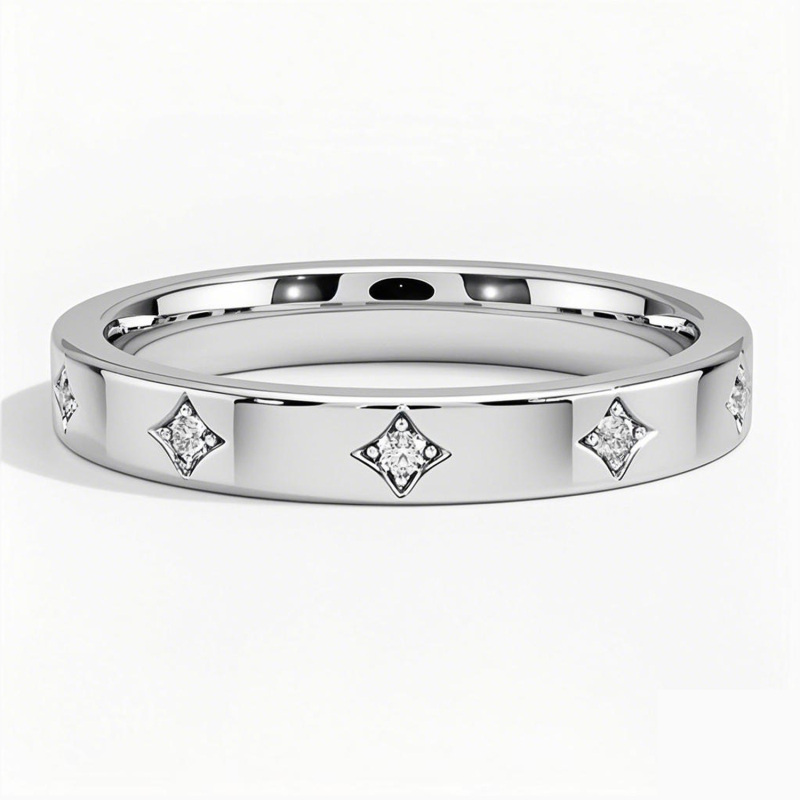 10K White Gold Diamond Custom Personalized Engraving & Wedding Ring F/G Color SI1 Clarity 3EX IGI Certified-13