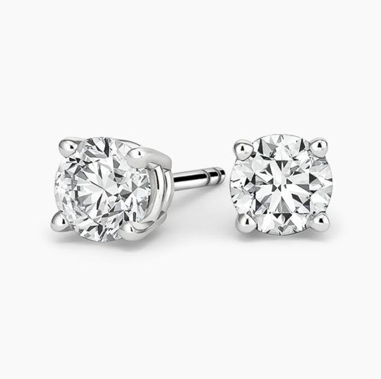 Platinum Diamond 4-Prong Stud Earrings