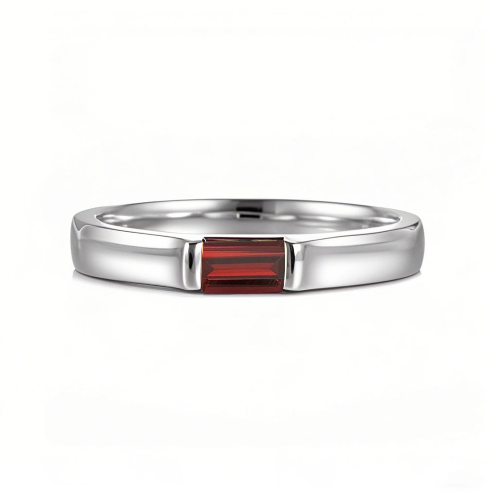 10 Karat Weißgold Smaragdschliff individueller Verlobungsring Edelstein Bandring-1