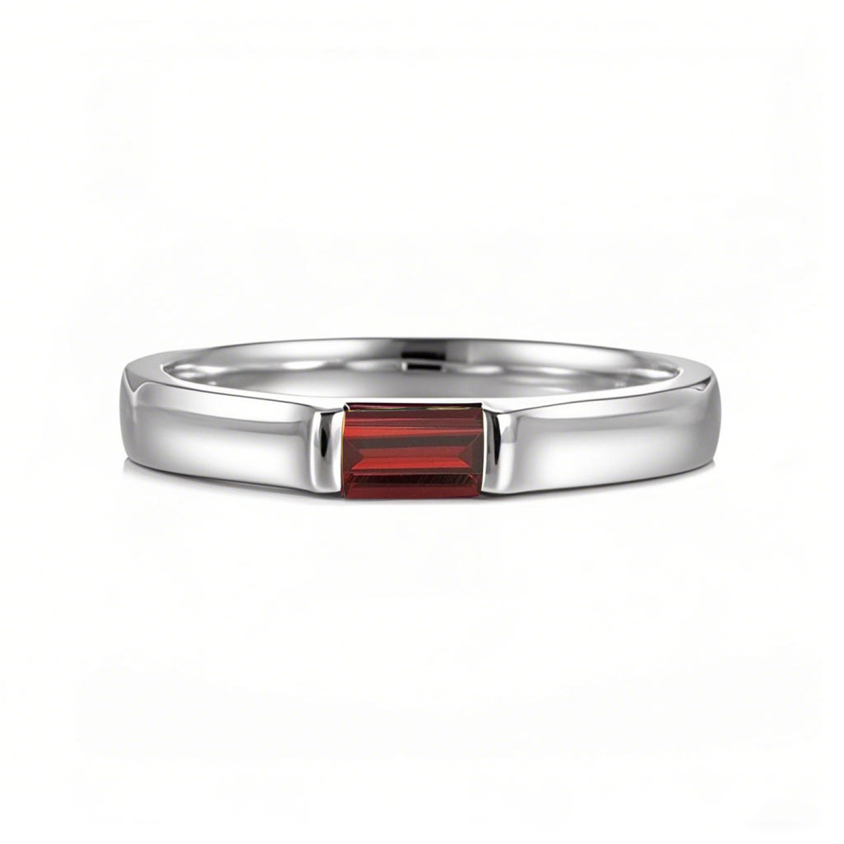 18K White Gold Emerald Cut Custom Engagement Ring Gemstone Band Ring-1