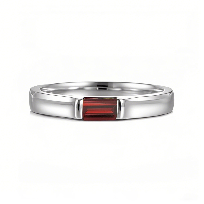 10K White Gold Emerald Cut Custom Engagement Ring Gemstone Band Ring-10