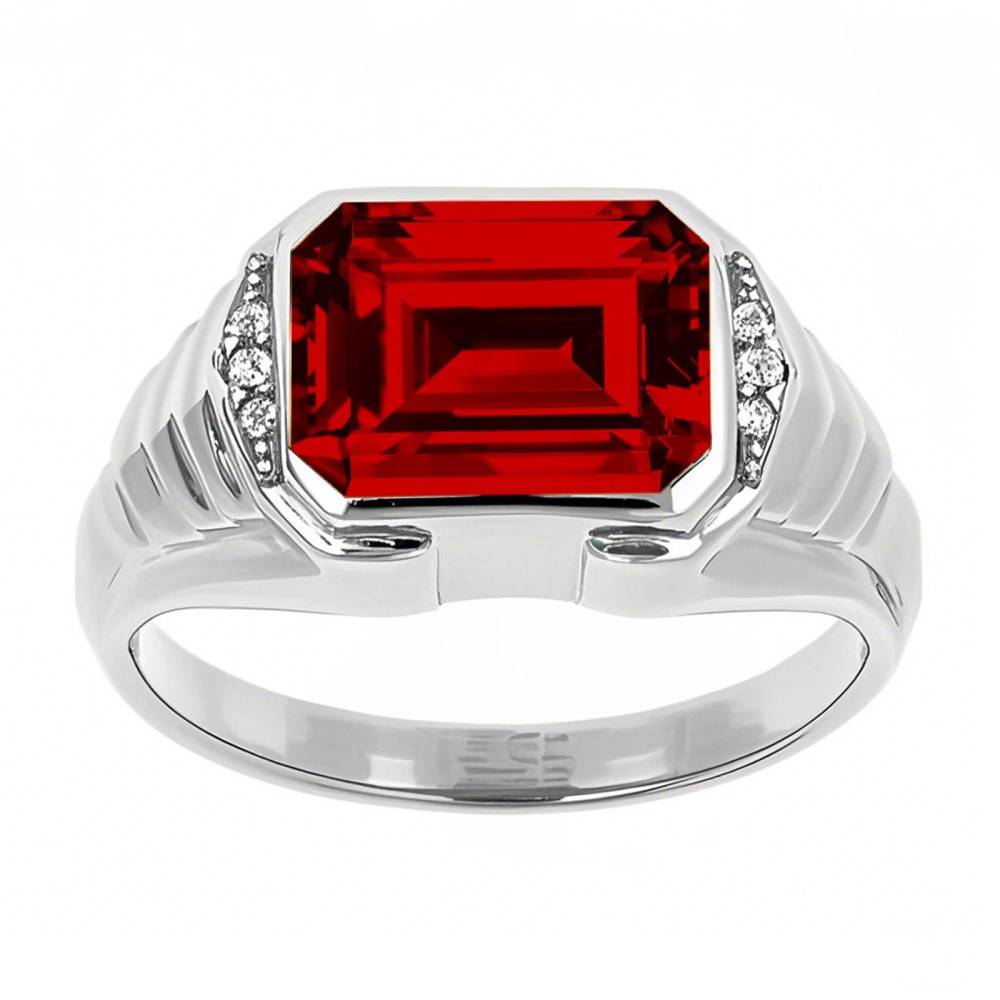 10K Weißgold Smaragdschliff Ring Edelsteinring-1