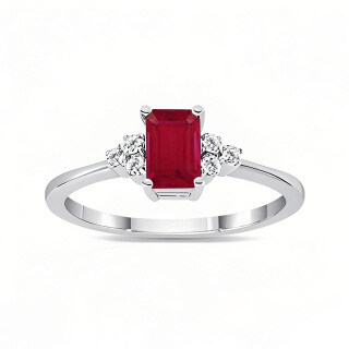 10K White Gold Emerald Cut Engagement Ring Gemstone Ring-20