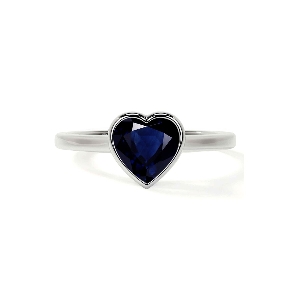 Anillo de compromiso de oro blanco de 18 quilates con corte de corazón personalizado y piedras preciosas para aniversario.-1