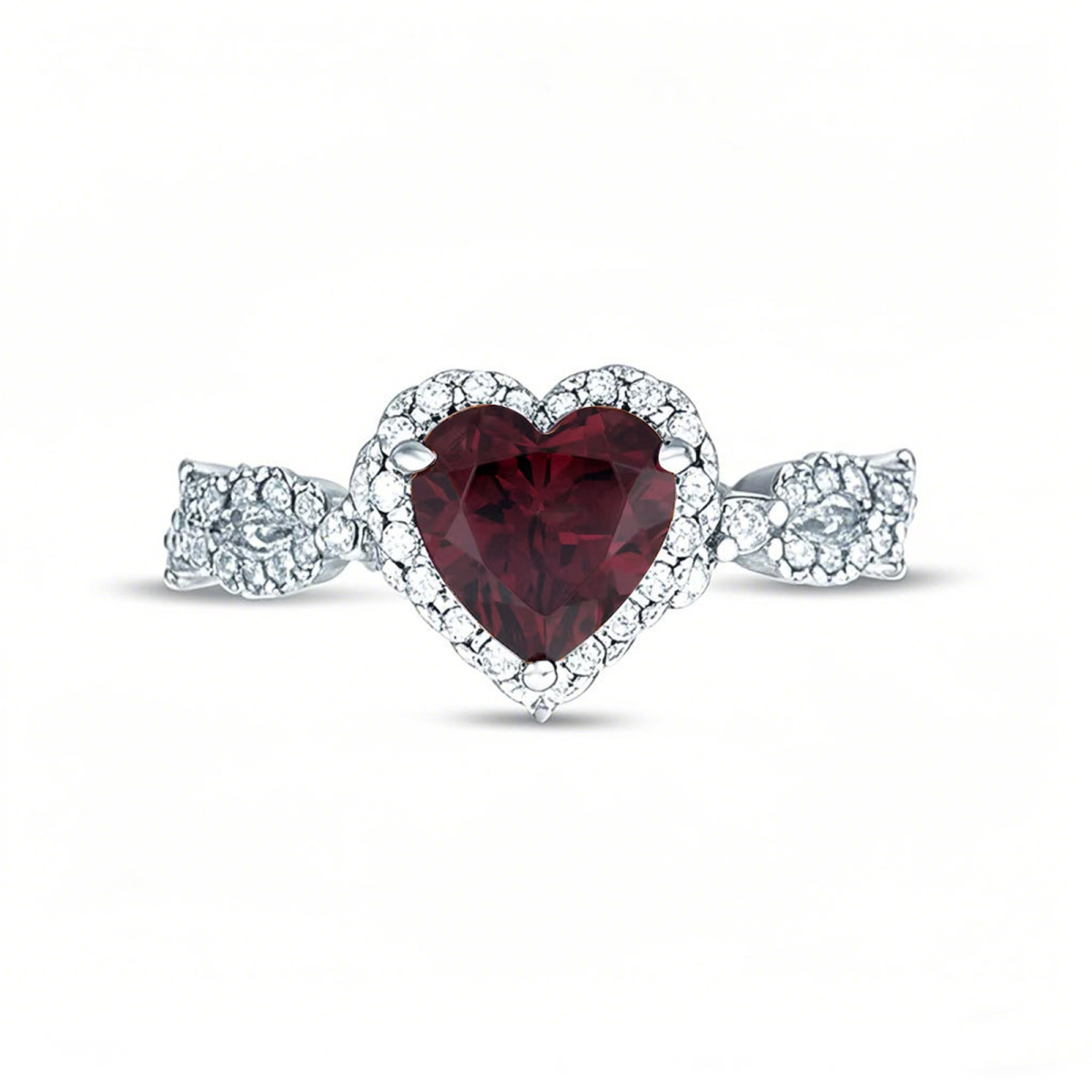18K White Gold Heart Cut Custom Engagement Ring Gemstone Rings-1