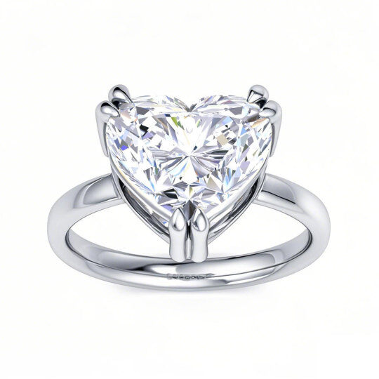 Platinum Heart Shaped Lab Created Diamond Custom Personalized Engraving & Heart Ring G-H Color 3EX IGI Certified