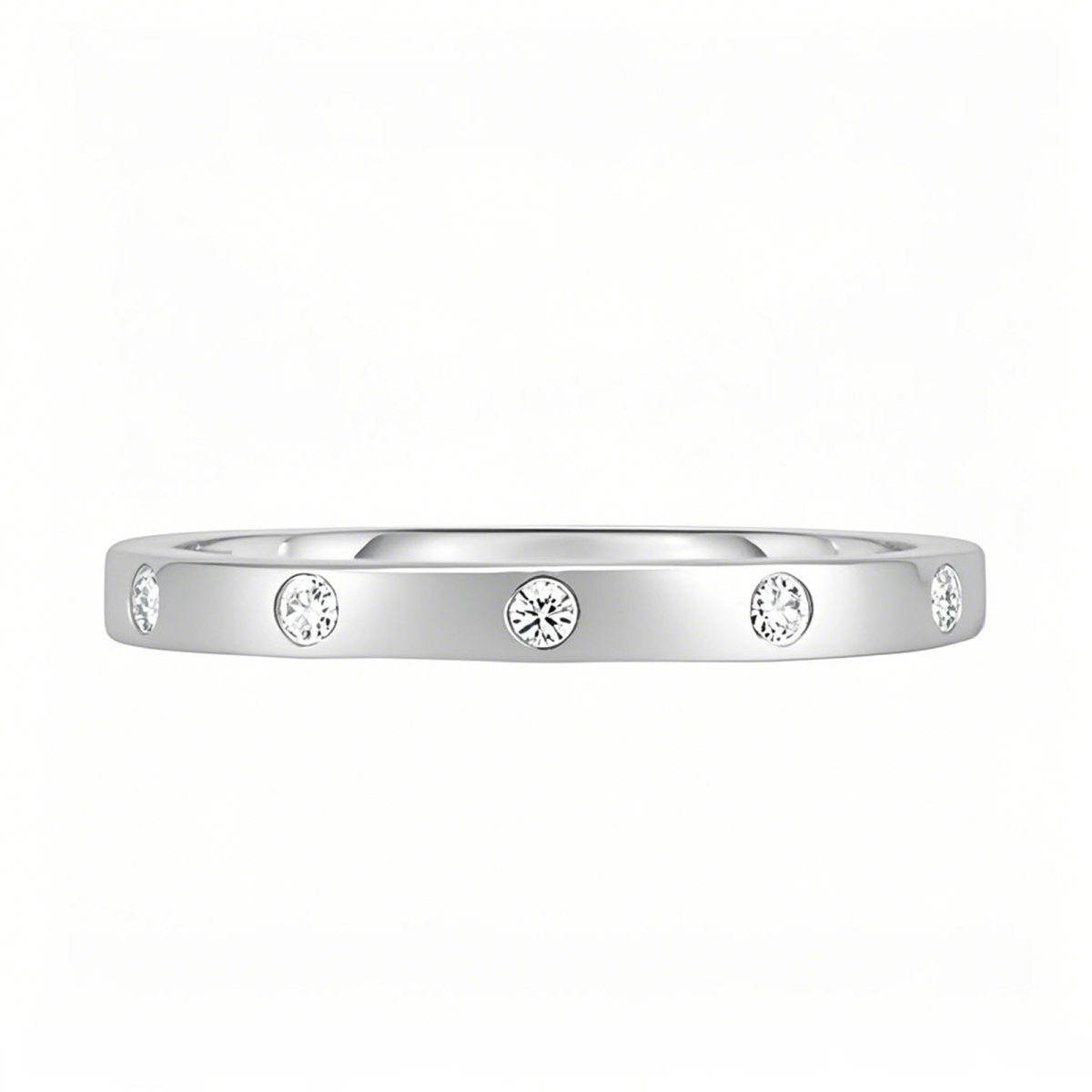 Alianza de boda personalizada de oro blanco de 10 quilates con incrustaciones de diamantes, color D, claridad VVS-1