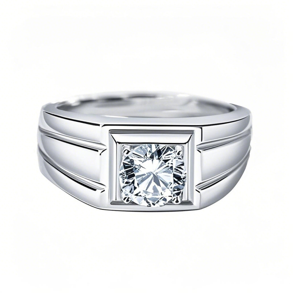 10K witgouden ring met lab-made diamant voor heren, kleur D-E VS zuiverheid 3EX IGI-gecertificeerd-1