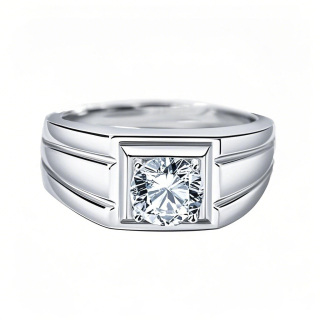 10K White Gold Lab Created Diamond Custom Ring for Men D-E Color VS Clarity 3EX IGI Certified-16