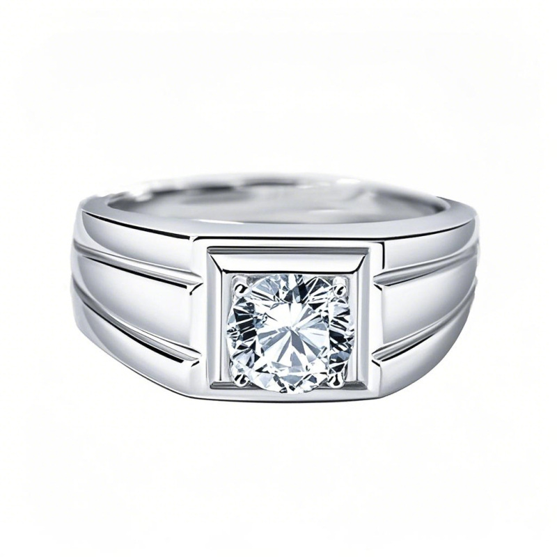 10K White Gold Lab Created Diamond Custom Ring for Men D-E Color VS Clarity 3EX IGI Certified-9