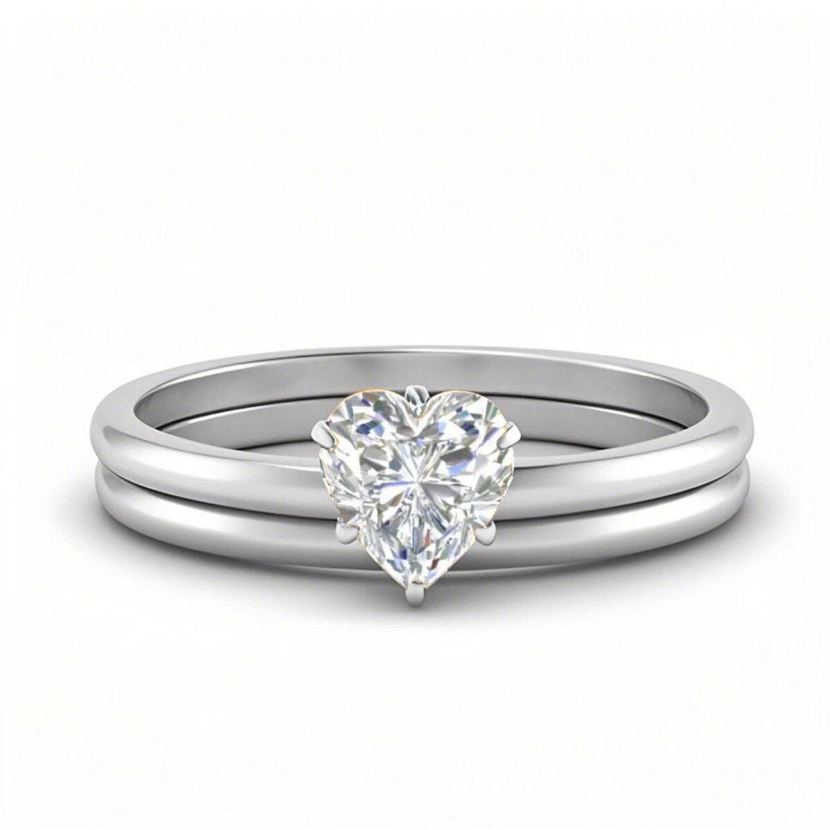 Bague cœur en or blanc 10 carats avec moissanite-1