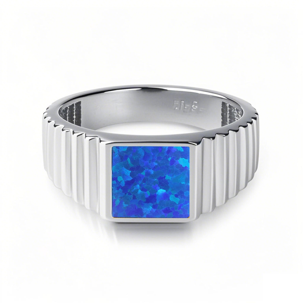 10K White Gold Opal Ring for Men-1