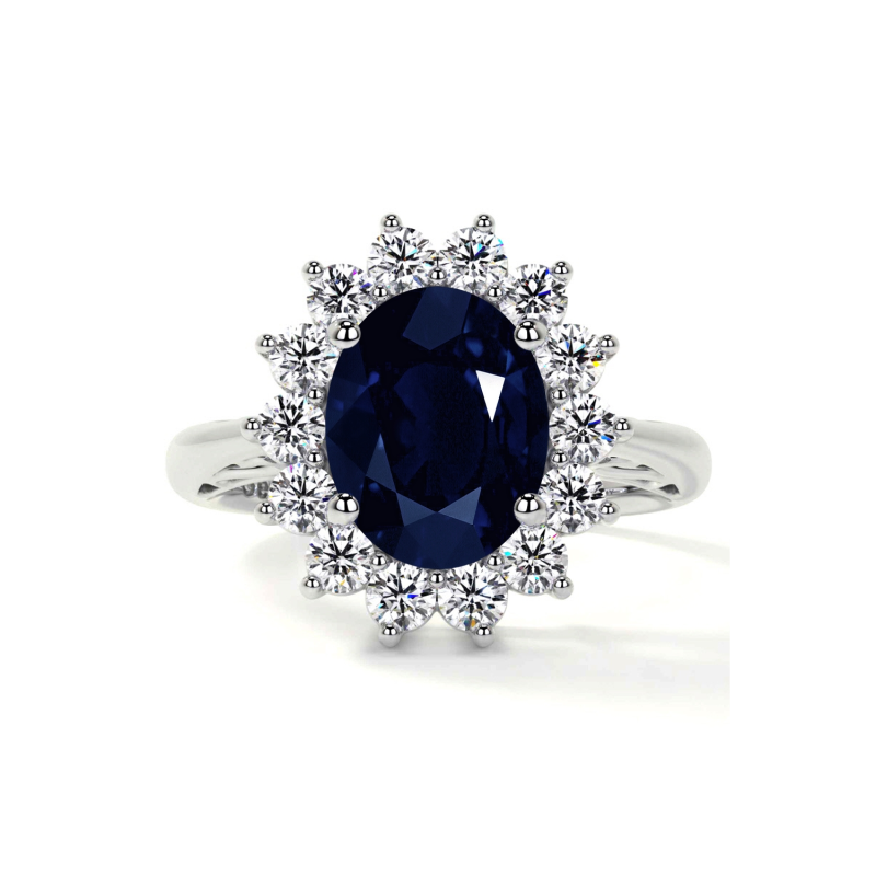 14K White Gold Oval Cut Custom Engagement Ring Gemstone Anniversary Ring-1