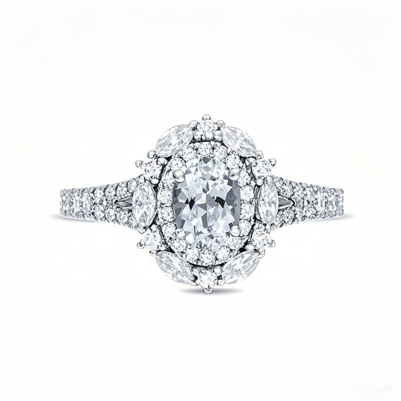 Pierścionek zaręczynowy z białego złota próby 10K o szlifie owalnym, pierścionki rocznicowe z kamieniami szlachetnymi-1