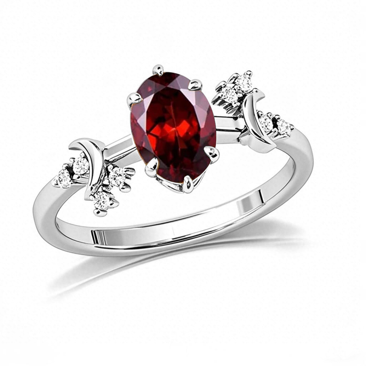 Anillo de compromiso personalizado de platino con corte ovalado, piedras preciosas, promesa y aniversario.-1