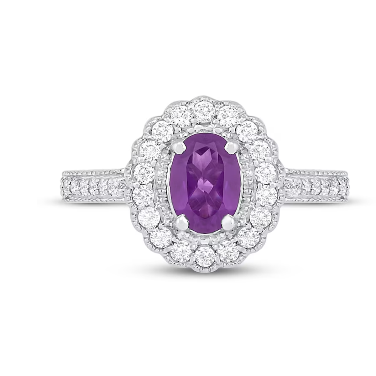 14K White Gold Oval Cut Custom Engagement Ring Gemstone Rings-1