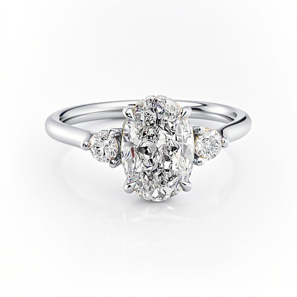 Platinum Oval Cut Moissanite Ring-1