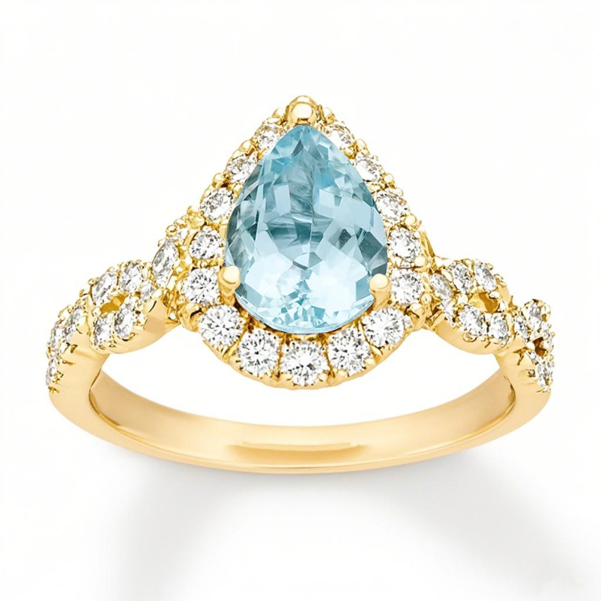10K Gold Pear Cut Custom Engagement Ring Gemstone Rings-1