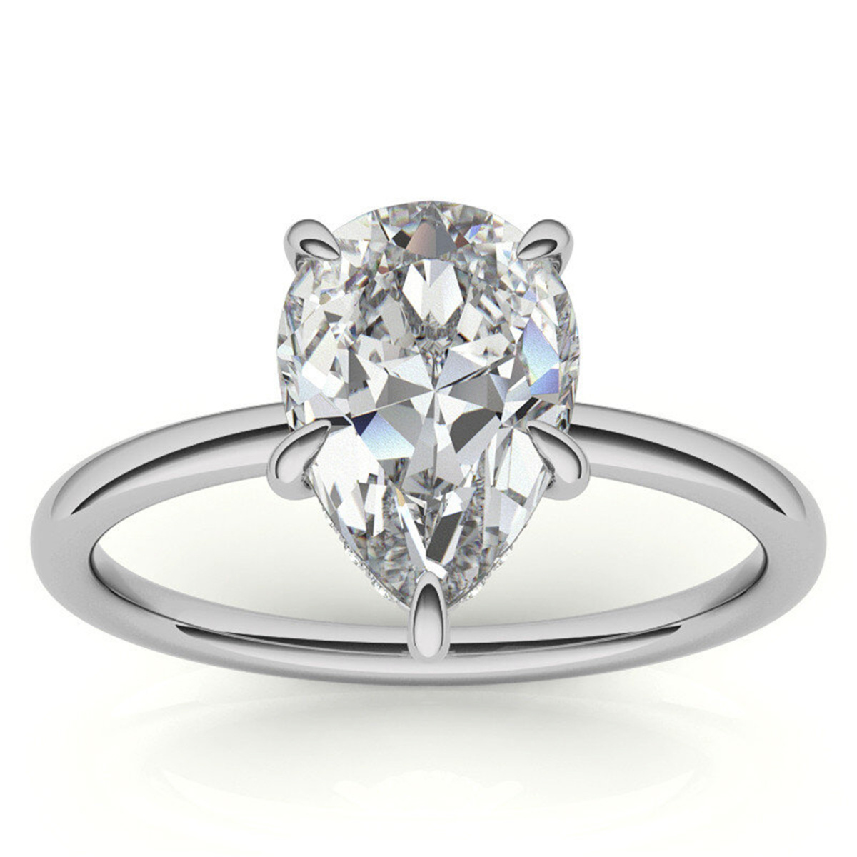 14K White Gold Pear Cut Solitaire Moissanite Engagement Ring-1