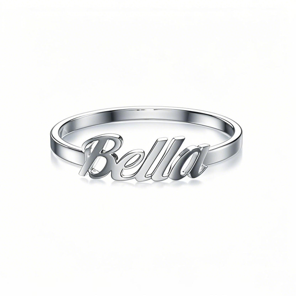 10K White Gold Personalized Classic Name Ring-1