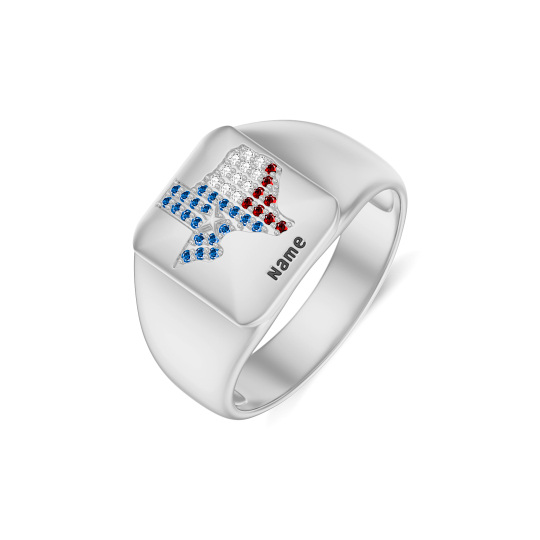 10K White Gold Personalized Engraving Ring