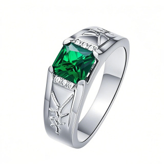10K White Gold Princess Cut Custom Emerald Ring Gemstone Anniversary Ring for Men-8
