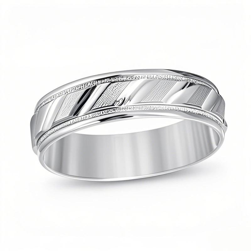 Anel de ouro branco 10K para homens-8