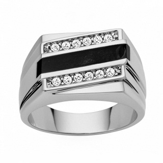 10K White Gold Round Cut Agate Ring for Men-6
