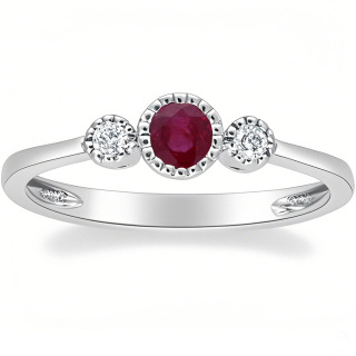 10K White Gold Round Cut Custom Engagement Ring Gemstone Ring-8