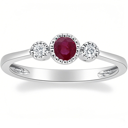 Platinum Round Cut Custom Engagement Ring Gemstone Ring