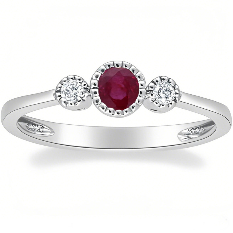 10K White Gold Round Cut Custom Engagement Ring Gemstone Ring-12