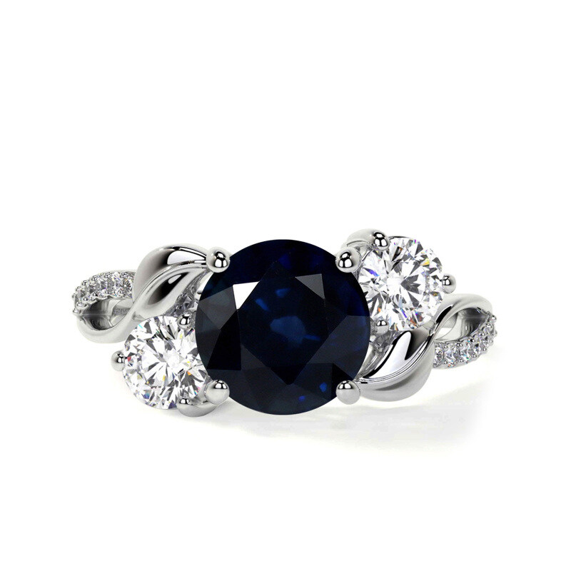 18K White Gold Round Cut Custom Engagement Ring Gemstone Rings-1