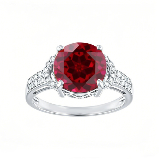 10K White Gold Round Cut Custom Engagement Ring Promise Gemstone Anniversary Ring