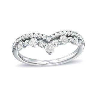 10K White Gold Round Cut Diamond Custom Heart Stackable Ring I Color I2 Clarity 3EX IGI Certified-19