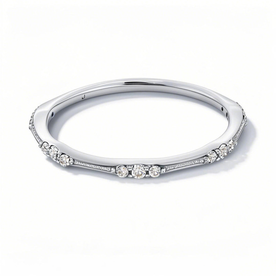 Obrączka ślubna z białego złota 10K z okrągłym diamentem, grawerowana na zamówienie, kolor I, czystość I2, certyfikat IGI 3EX