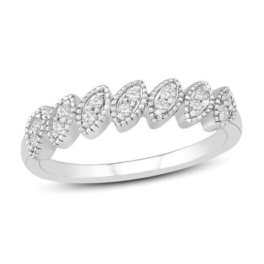 10K White Gold Round Cut Diamond Custom Stackable Ring I Color I3 Clarity 3EX IGI Certified